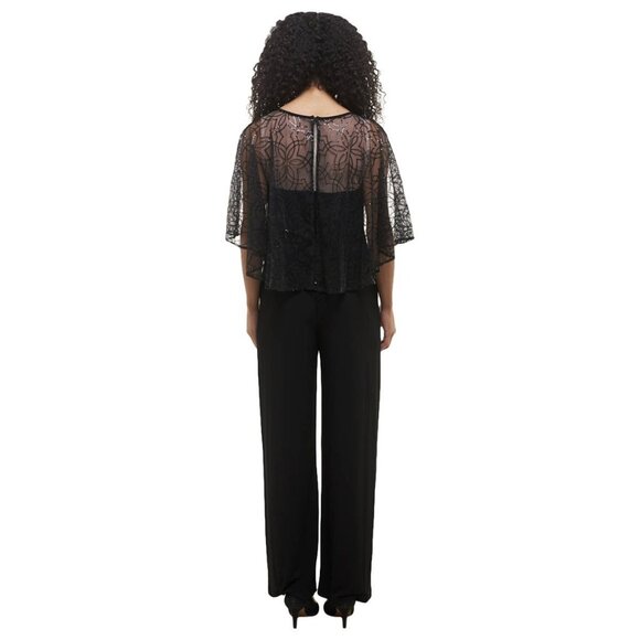 Connected Apparel Sequin Mesh Wide-Leg Jumpsuit – Black – NWT – Size 14 - Picture 3 of 3